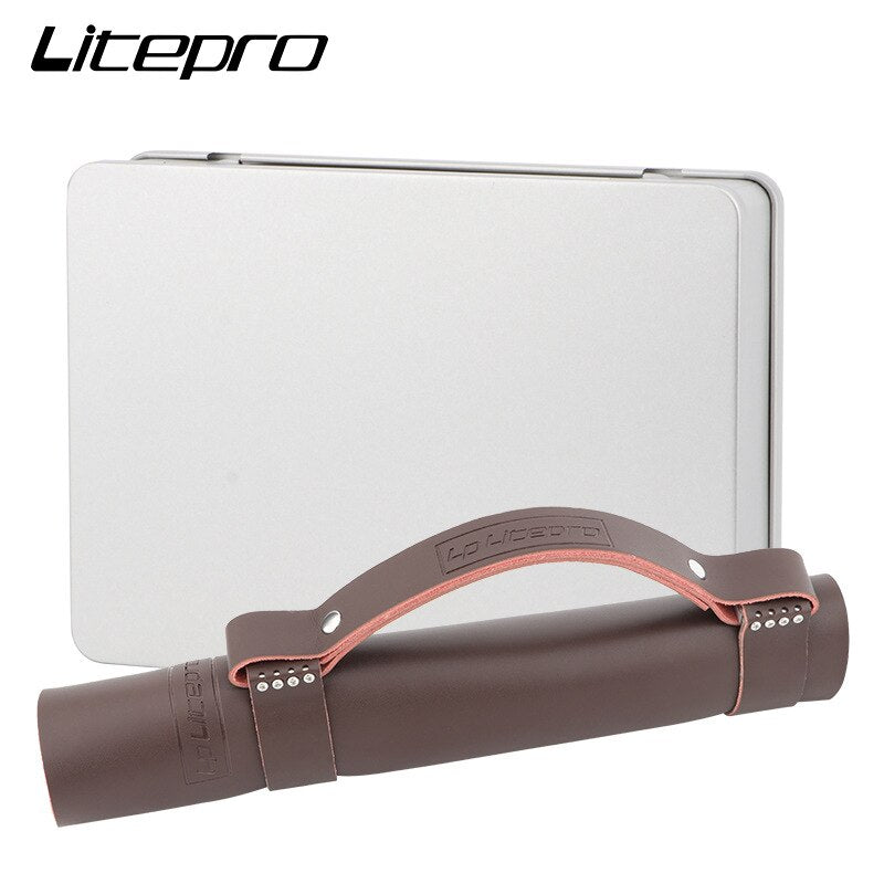 Mango de cuero de bicicleta plegable LP litepro para manillar de vehículo Brompton hebilla de mano de bicicleta Retro
