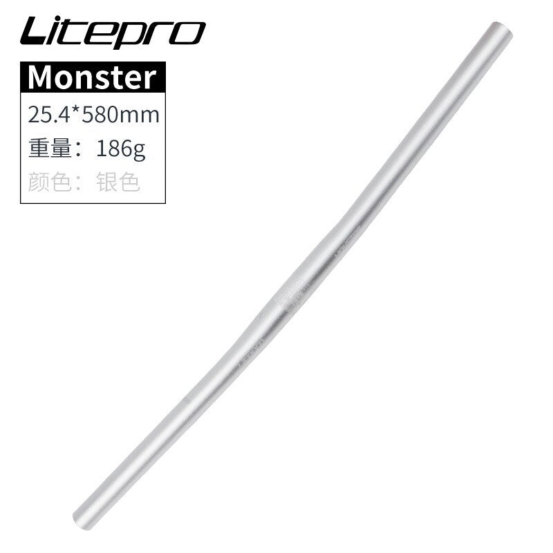 Litepro Monster Handlebar – 25.4×540/580mm, 6061-T6 Aluminum, Forged & Heat-Treated (167g-186g)