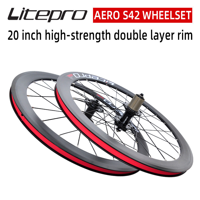 Litepro S42 406/451 AERO Wheelset Disc/V Brake 74/130 100/130 100/135