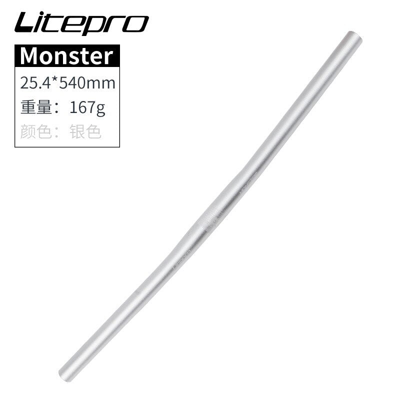 Litepro Monster Handlebar – 25.4×540/580mm, 6061-T6 Aluminum, Forged & Heat-Treated (167g-186g)