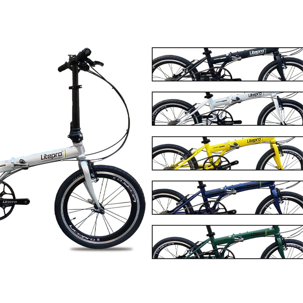 Litepro 20Inch Folding Bike V Brake External 10Speed Bicycle Steel Frame Portable Vehicl