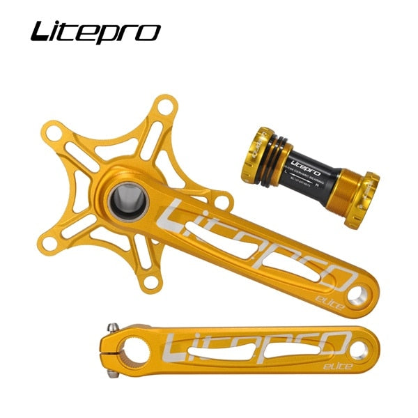 Litepro Elite Hollow Integrated Cranks BMX Bike Aluminum Alloy 5 Claws Crank 116 mm Shaft With Ceramic Bottom Bracket
