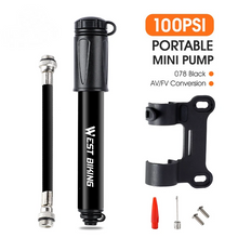 Mini Bike Pump - 100PSI, Aluminum Alloy, Fits Schrader/Presta Valves for MTB/Road Bikes