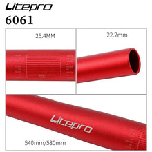 Litepro Monster Handlebar for Folding Bikes - 25.4mm Clamp, 22.2mm Grips, 540/580mm Length, Black/Red/Silver/Gold/Colorful