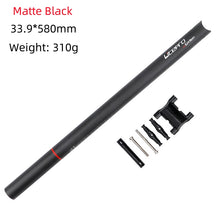 Litepro Carbon Fiber Seatpost for Folding Bikes - 31.8mm/33.9mm x 580mm, 310g/282g, Dual-Bolt Clamp, Gloss/Matte Black