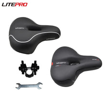 Litepro-Litepro Shock Absorption Leather Saddle Folding Bicycle Waterproof Soft Large Area Cushion For MTB Road Bike