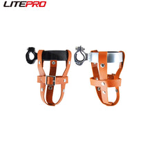 Litepro Folding Bicycle Leather Bottle Cage Anti Shaking Retro Aluminum Alloy Bracket Mountain Bike Water Cup Holder