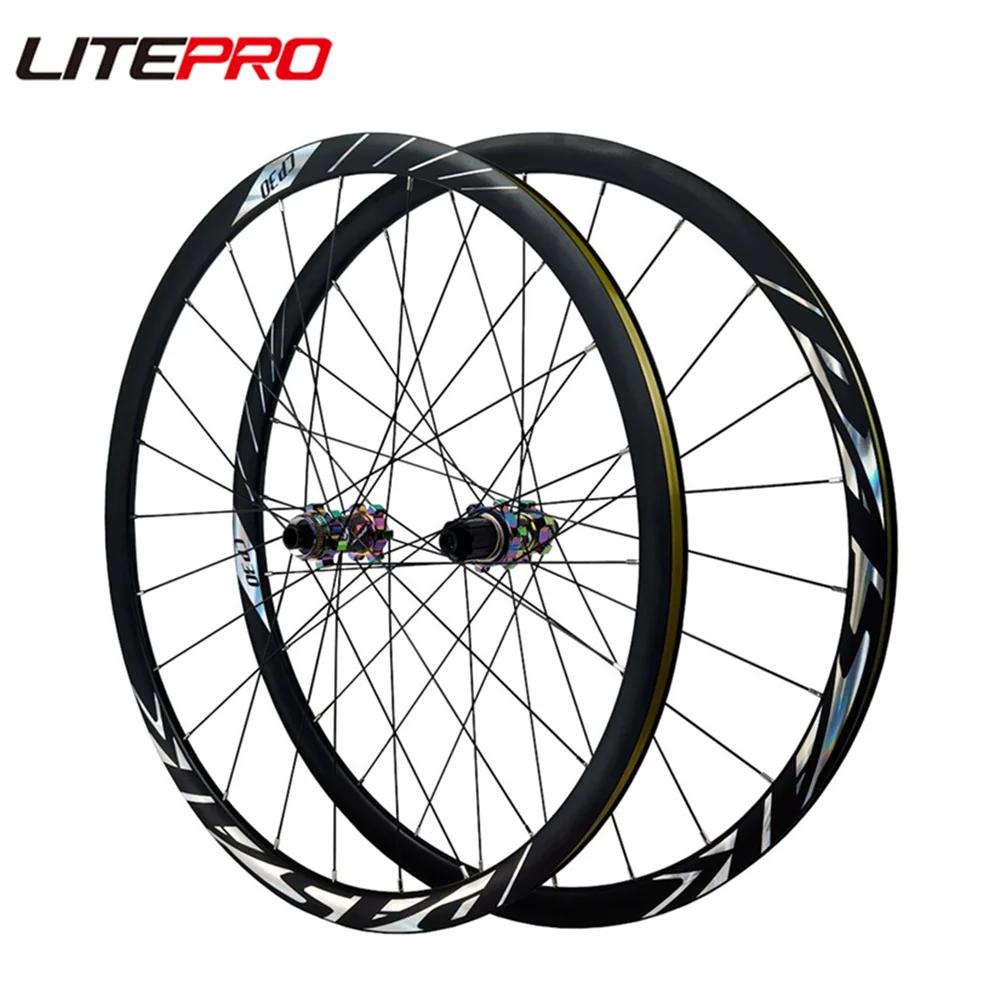 Litepro 700C 6 Claws 12 Speed 12x100 12x142mm HG Wheelset 30mm Central Lock Disc Brake QR Road Bike Wheels 24 Holes
