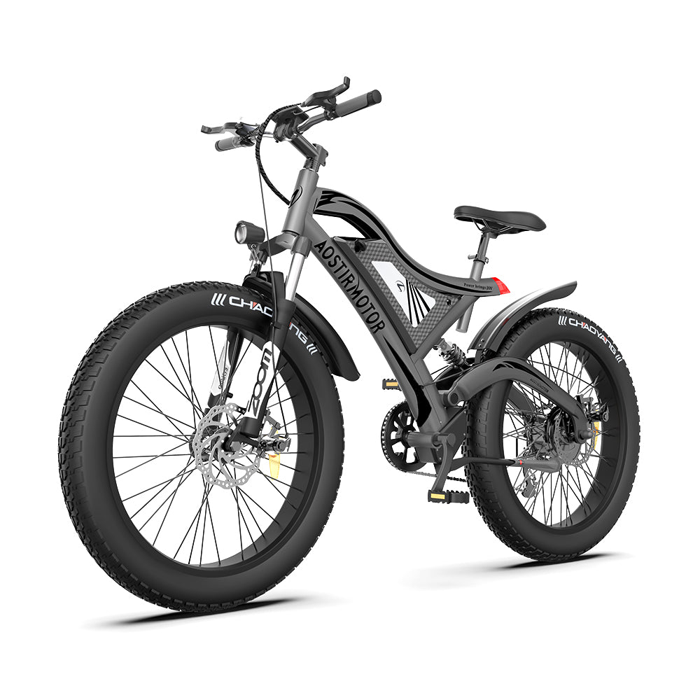 (US WAREHOUSE SHIP) AOSTIRMOTOR Hot Fat Tire Adults Electric Bicycle 26 In. Electric Mountain Litepro Bike， All Terrain e-bike Ebike 48V 15AH ，S18