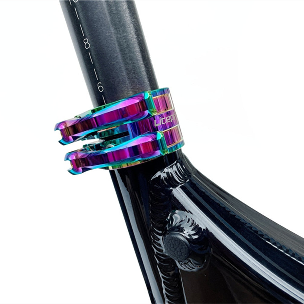 Litepro Seat Tube Clip Double-layer Adjustment Buckle Titanium Shaft QR Seatpost Bundle Seat Rod Clamp For Birdy Bicycle