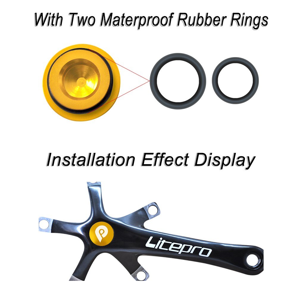 Litepro 1pc Integrated Hollow Crank Cap Cover Aluminum Alloy Chainwheel Plugs Compatible With Bicycle Crankset Covers 6g