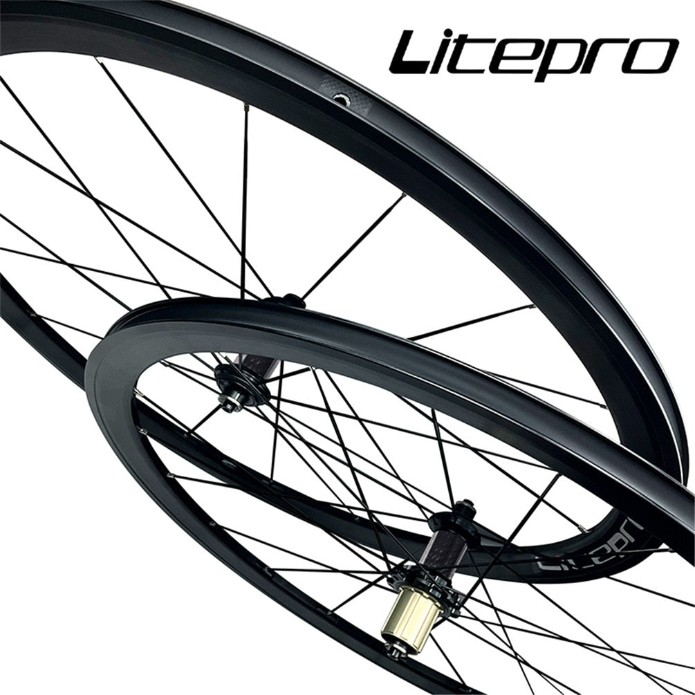 Litepro 700C Carbon Fibre Hub Straight Pull Wheels Alloy Rim 40MM 6 Claws 11S Road Bicycle V Brake Wheelset 1900G