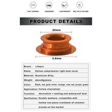 Litepro 1pc Integrated Hollow Crank Cap Cover Aluminum Alloy Chainwheel Plugs Compatible With Bicycle Crankset Covers 6g